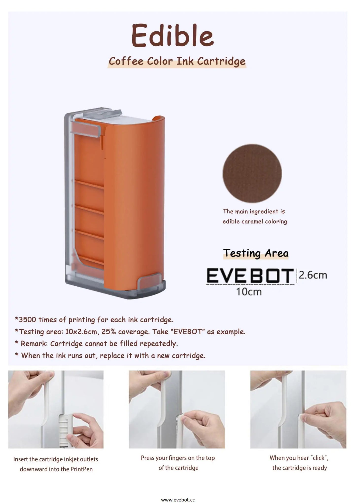 EVEBOT Handheld Food Printer PrintLab APP Print Range 26*100MM Coffee Pattern Portable Printpen DIY Custom Printing On Foodstuff