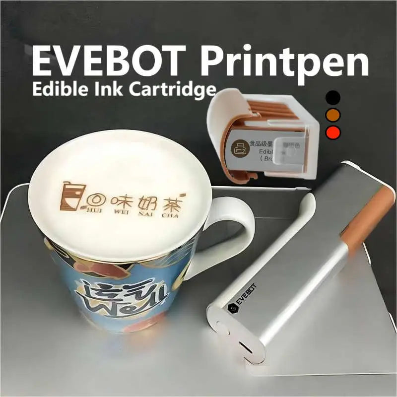 EVEBOT Inkjet Printer Metal Housing Print Range 26*100MM Portable Home Personalized Printpen HD Printing Pattern Logo On Coffee