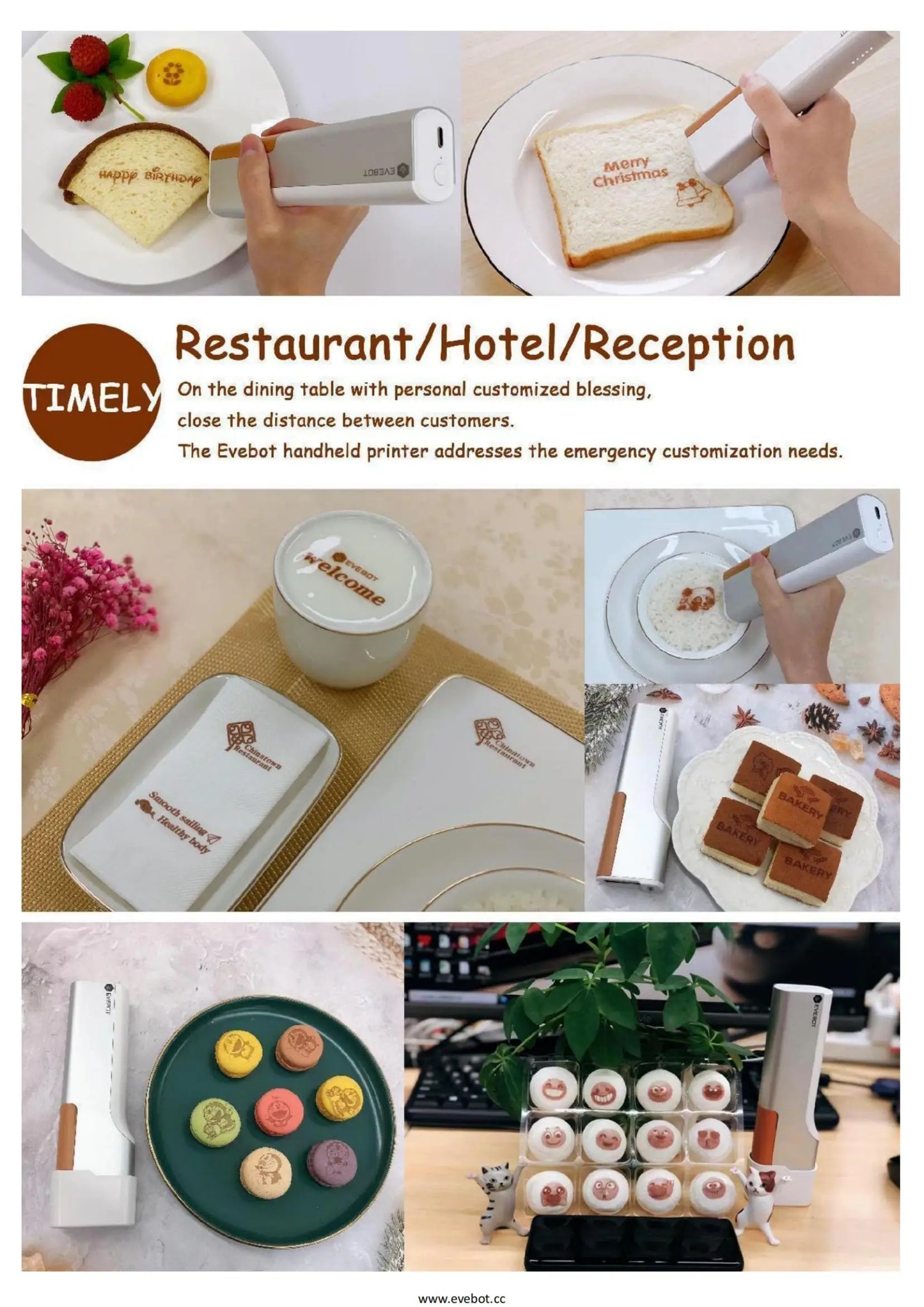 EVEBOT Handheld Food Printer PrintLab APP Print Range 26*100MM Coffee Pattern Portable Printpen DIY Custom Printing On Foodstuff