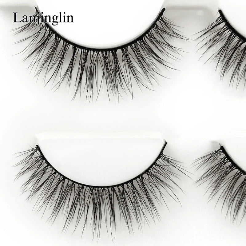 LANJINGLIN 3 pairs 29 styles 3D Faux Mink Hair Soft False Eyelashes Fluffy Wispy Thick Lashes Handmade Lash Eye Makeup Tools X11
