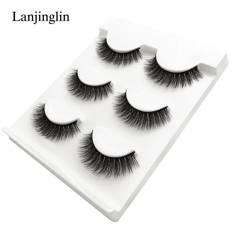 LANJINGLIN 3 pairs 29 styles 3D Faux Mink Hair Soft False Eyelashes Fluffy Wispy Thick Lashes Handmade Lash Eye Makeup Tools X11