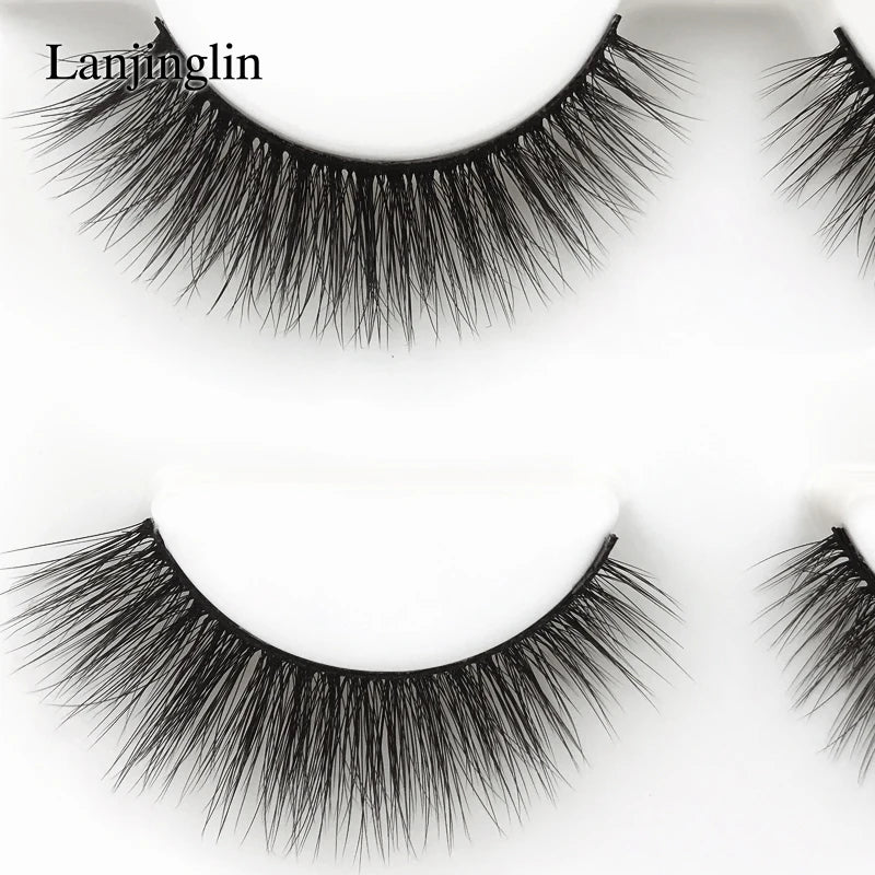 LANJINGLIN 3 pairs 29 styles 3D Faux Mink Hair Soft False Eyelashes Fluffy Wispy Thick Lashes Handmade Lash Eye Makeup Tools X11