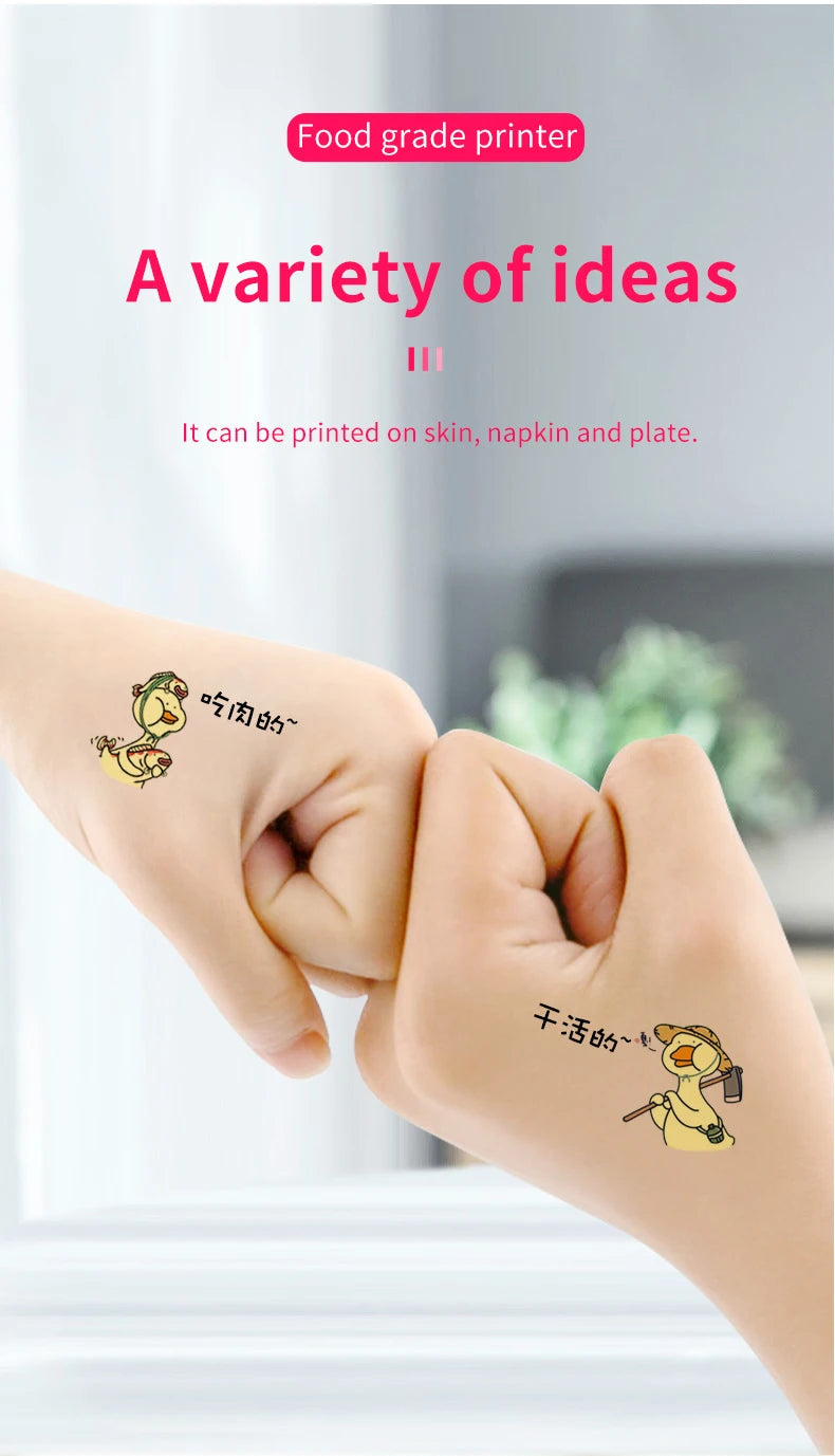 Mini Handheld Food Printer Edible Ink Portable Inkjet Pen Print Custom DIY Bread Coffee Fruit Cookies Coffee Latter Printing