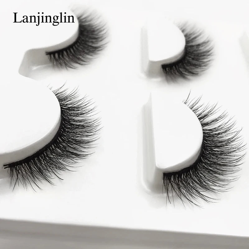 LANJINGLIN 3 pairs 29 styles 3D Faux Mink Hair Soft False Eyelashes Fluffy Wispy Thick Lashes Handmade Lash Eye Makeup Tools X11