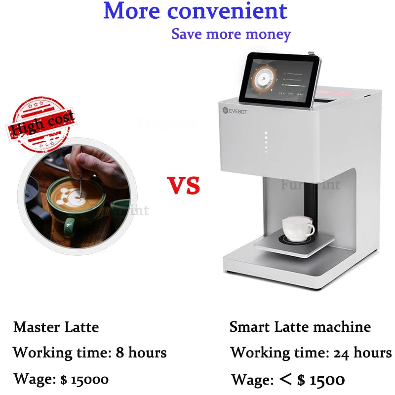 Evebot Coffee Printer Automatic 3d Latte Machine One-Touch Operation DIY Printing Photo printer On Food like Cake Bread Coffee