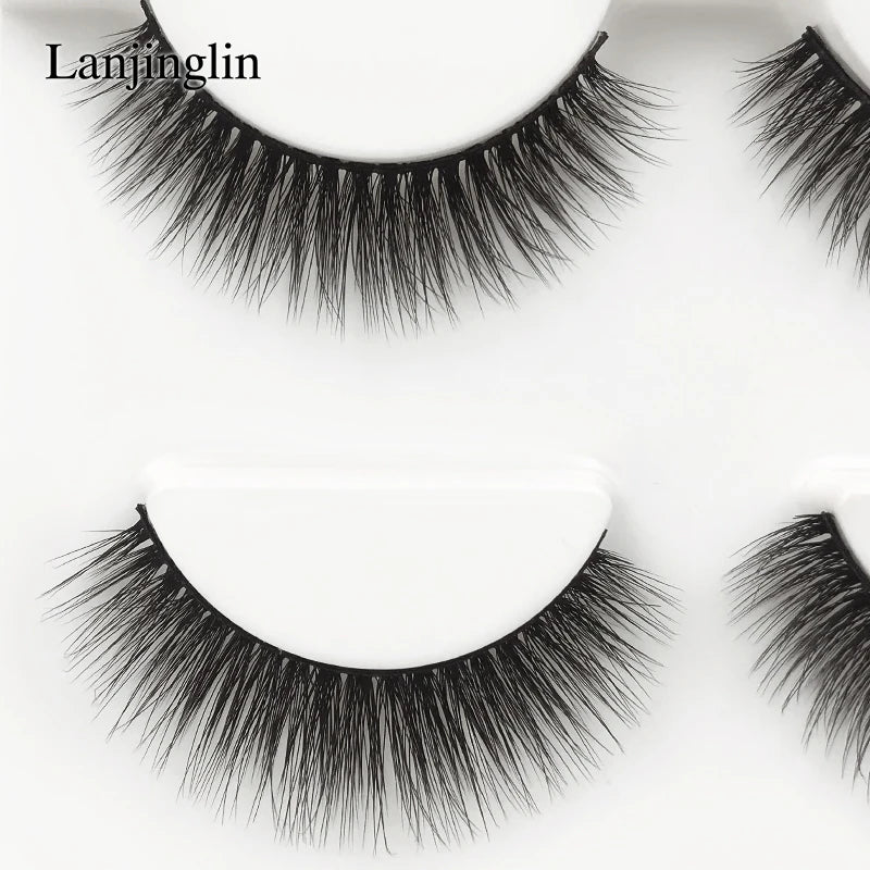 LANJINGLIN 3 pairs 29 styles 3D Faux Mink Hair Soft False Eyelashes Fluffy Wispy Thick Lashes Handmade Lash Eye Makeup Tools X11