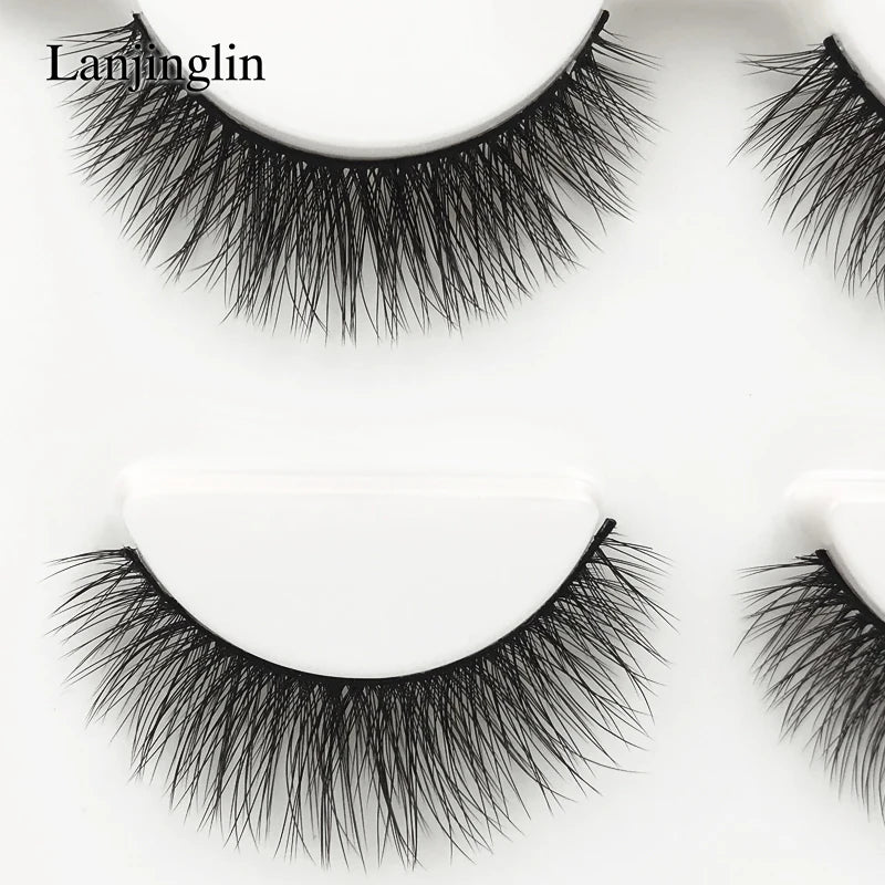 LANJINGLIN 3 pairs 29 styles 3D Faux Mink Hair Soft False Eyelashes Fluffy Wispy Thick Lashes Handmade Lash Eye Makeup Tools X11