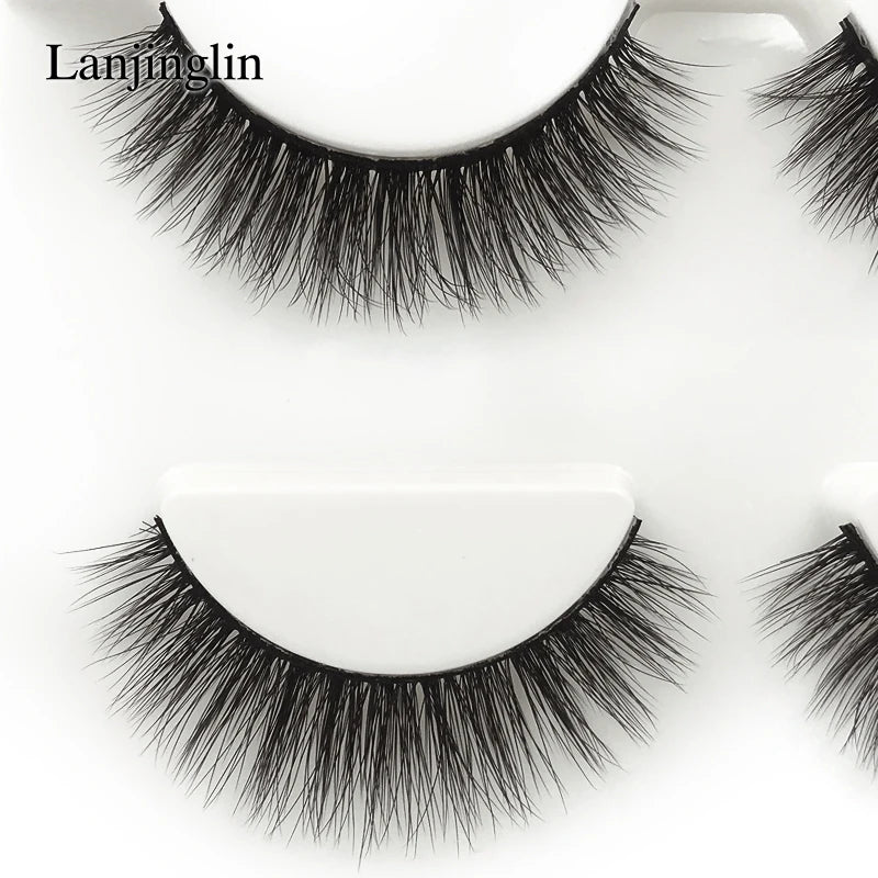 LANJINGLIN 3 pairs 29 styles 3D Faux Mink Hair Soft False Eyelashes Fluffy Wispy Thick Lashes Handmade Lash Eye Makeup Tools X11