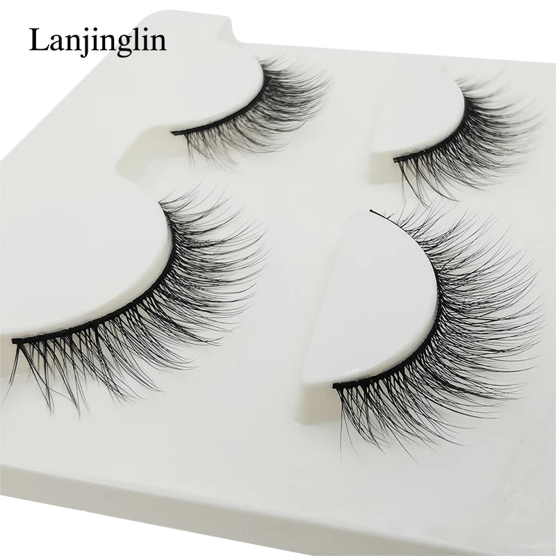 LANJINGLIN 3 pairs 29 styles 3D Faux Mink Hair Soft False Eyelashes Fluffy Wispy Thick Lashes Handmade Lash Eye Makeup Tools X11