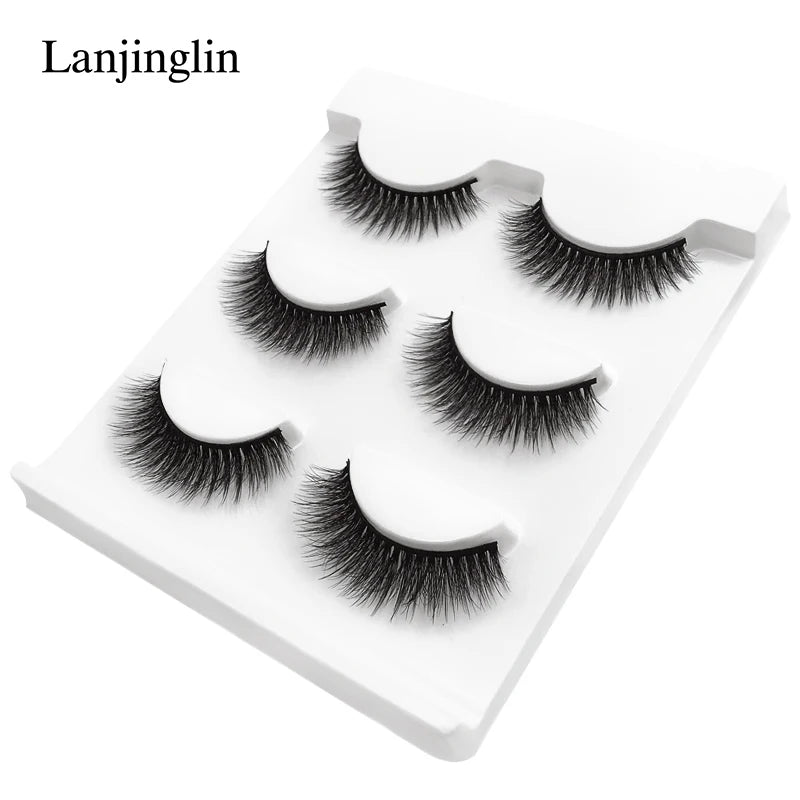 LANJINGLIN 3 pairs 29 styles 3D Faux Mink Hair Soft False Eyelashes Fluffy Wispy Thick Lashes Handmade Lash Eye Makeup Tools X11