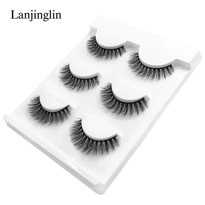 LANJINGLIN 3 pairs 29 styles 3D Faux Mink Hair Soft False Eyelashes Fluffy Wispy Thick Lashes Handmade Lash Eye Makeup Tools X11