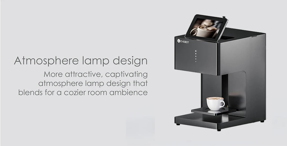 Evebot Coffee Printer Automatic 3d Latte Machine One-Touch Operation DIY Printing Photo printer On Food like Cake Bread Coffee