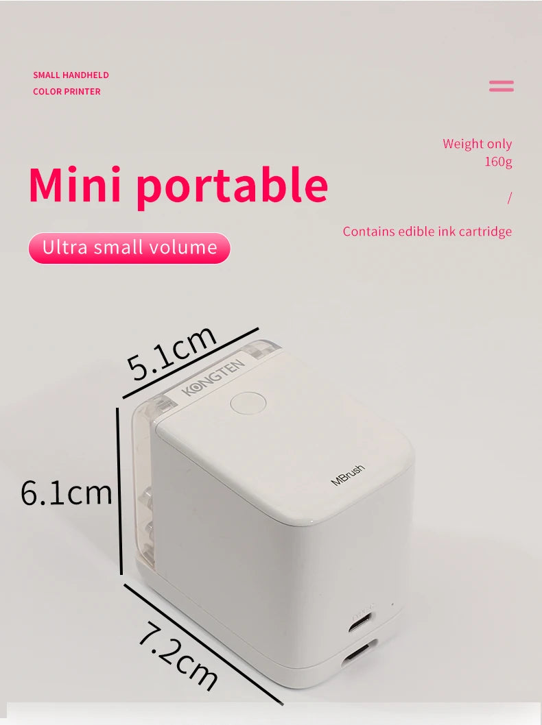 Mini Handheld Food Printer Edible Ink Portable Inkjet Pen Print Custom DIY Bread Coffee Fruit Cookies Coffee Latter Printing