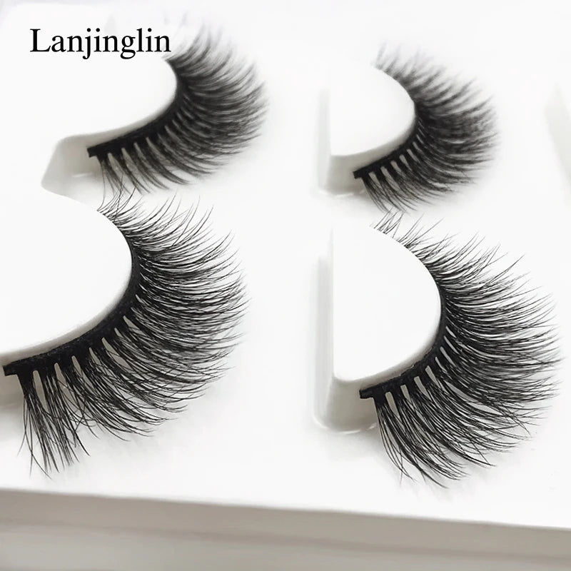 LANJINGLIN 3 pairs 29 styles 3D Faux Mink Hair Soft False Eyelashes Fluffy Wispy Thick Lashes Handmade Lash Eye Makeup Tools X11