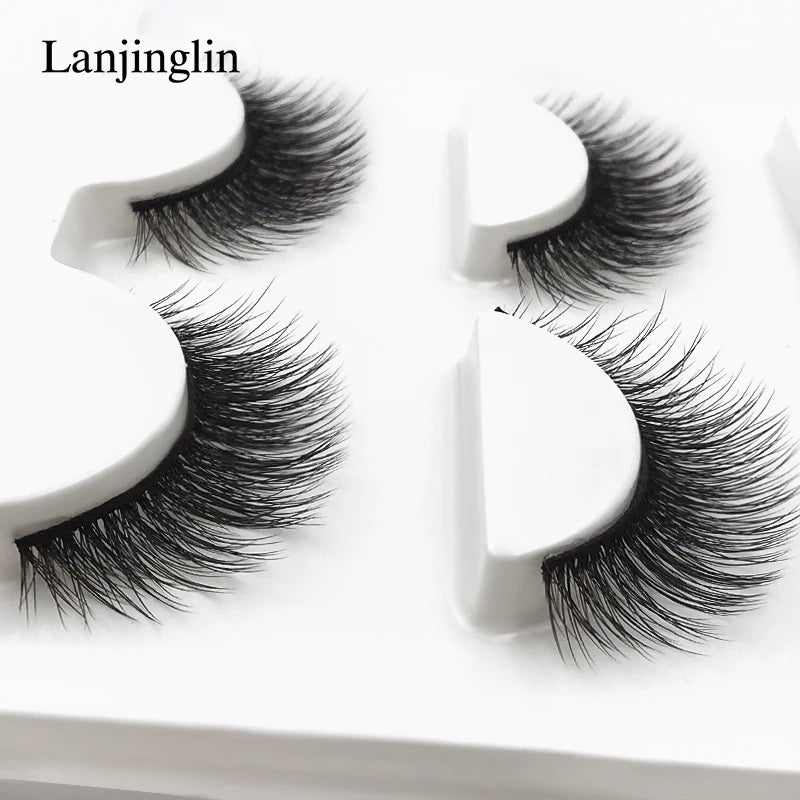 LANJINGLIN 3 pairs 29 styles 3D Faux Mink Hair Soft False Eyelashes Fluffy Wispy Thick Lashes Handmade Lash Eye Makeup Tools X11
