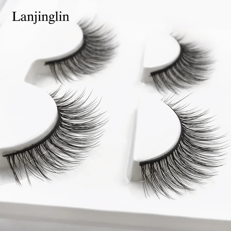 LANJINGLIN 3 pairs 29 styles 3D Faux Mink Hair Soft False Eyelashes Fluffy Wispy Thick Lashes Handmade Lash Eye Makeup Tools X11