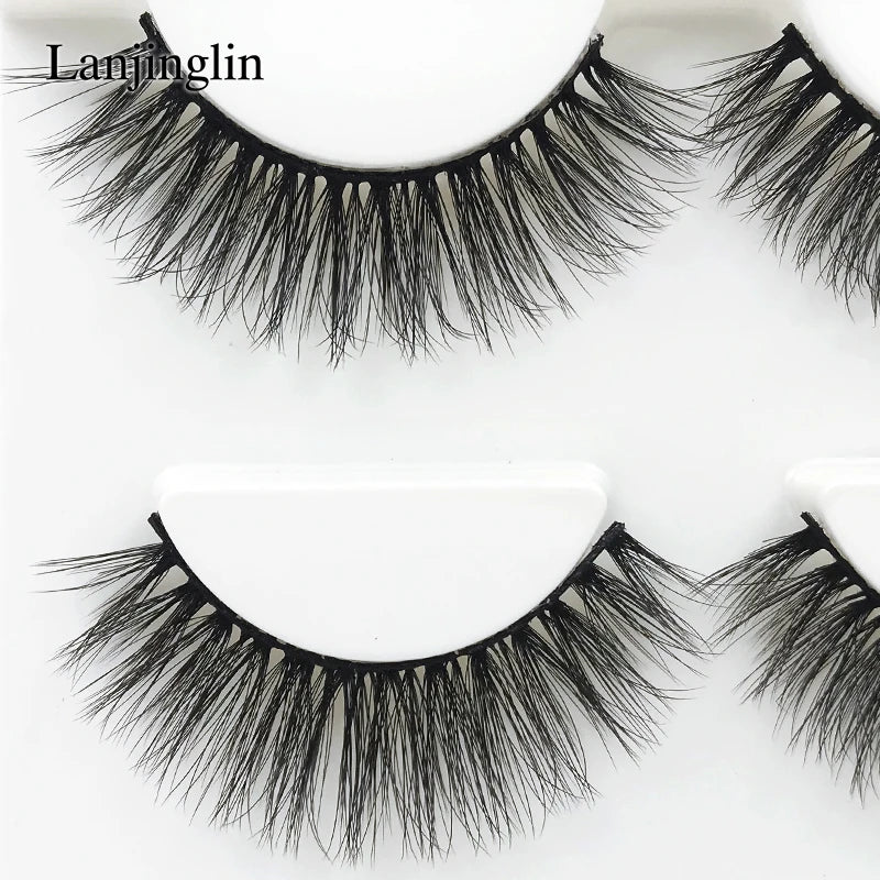 LANJINGLIN 3 pairs 29 styles 3D Faux Mink Hair Soft False Eyelashes Fluffy Wispy Thick Lashes Handmade Lash Eye Makeup Tools X11