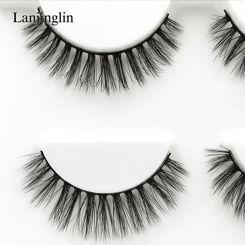 LANJINGLIN 3 pairs 29 styles 3D Faux Mink Hair Soft False Eyelashes Fluffy Wispy Thick Lashes Handmade Lash Eye Makeup Tools X11