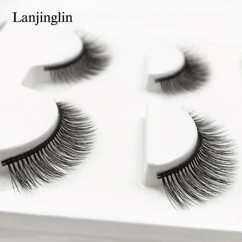 LANJINGLIN 3 pairs 29 styles 3D Faux Mink Hair Soft False Eyelashes Fluffy Wispy Thick Lashes Handmade Lash Eye Makeup Tools X11