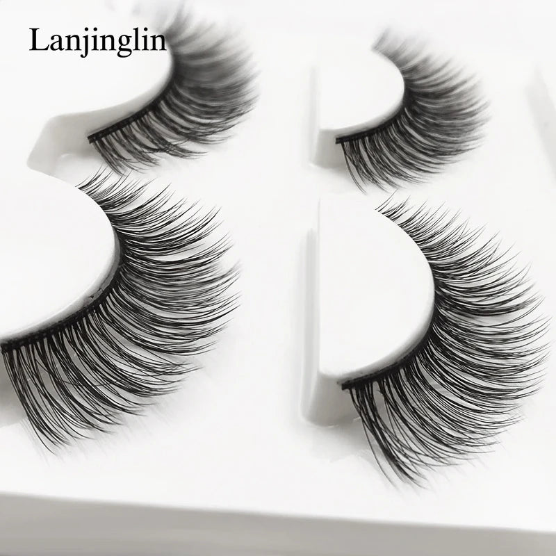 LANJINGLIN 3 pairs 29 styles 3D Faux Mink Hair Soft False Eyelashes Fluffy Wispy Thick Lashes Handmade Lash Eye Makeup Tools X11