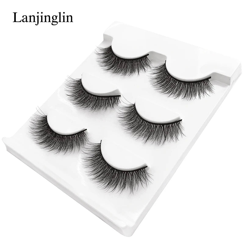 LANJINGLIN 3 pairs 29 styles 3D Faux Mink Hair Soft False Eyelashes Fluffy Wispy Thick Lashes Handmade Lash Eye Makeup Tools X11