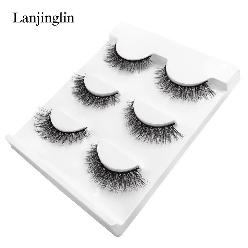 LANJINGLIN 3 pairs 29 styles 3D Faux Mink Hair Soft False Eyelashes Fluffy Wispy Thick Lashes Handmade Lash Eye Makeup Tools X11
