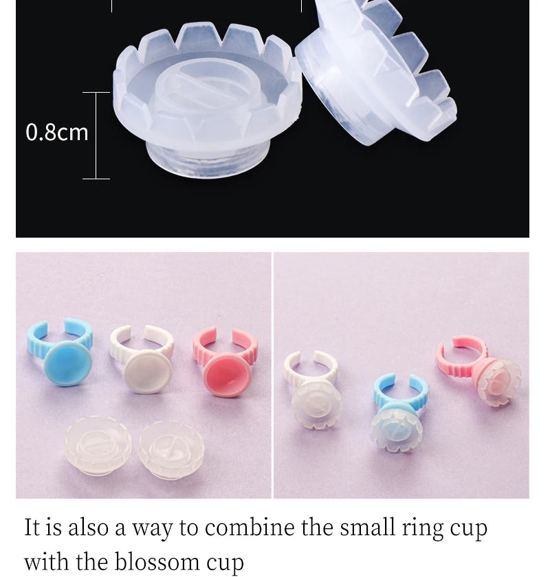 100pcs Disposable Eyelash Cup Holder Lashes Glue Holder Plastic Stand Quick Flowering For Eyelash Extension Makeup Tools