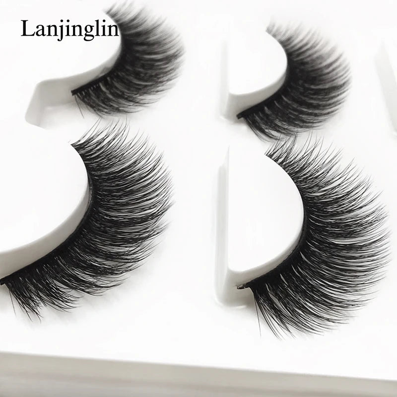 LANJINGLIN 3 pairs 29 styles 3D Faux Mink Hair Soft False Eyelashes Fluffy Wispy Thick Lashes Handmade Lash Eye Makeup Tools X11