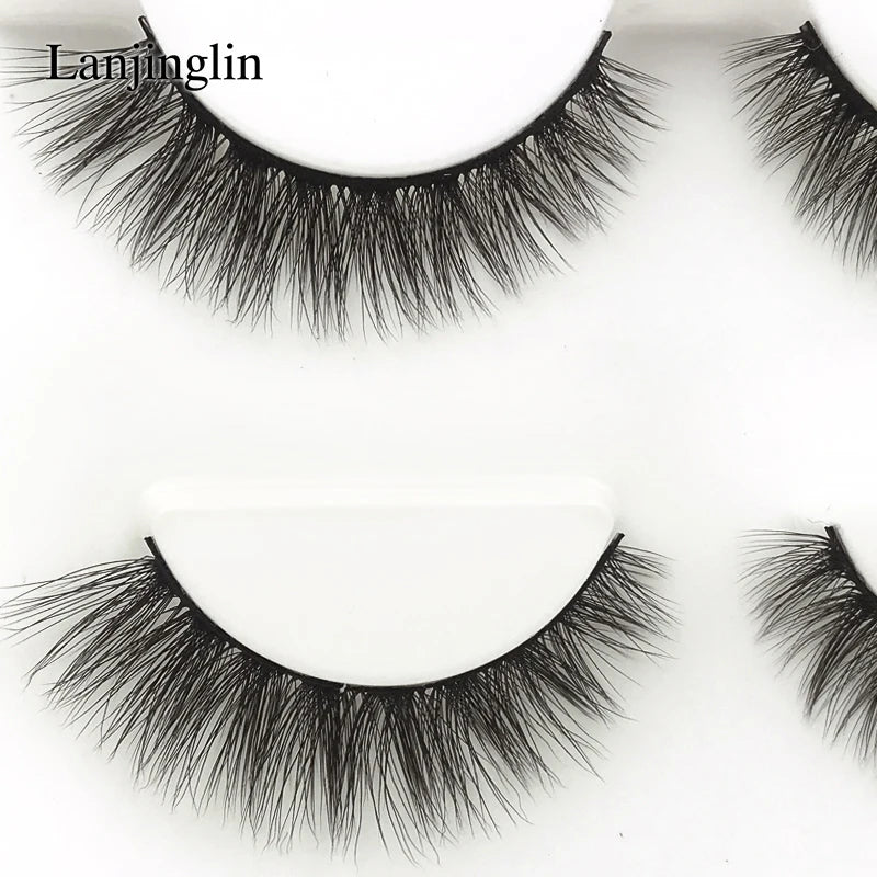 LANJINGLIN 3 pairs 29 styles 3D Faux Mink Hair Soft False Eyelashes Fluffy Wispy Thick Lashes Handmade Lash Eye Makeup Tools X11