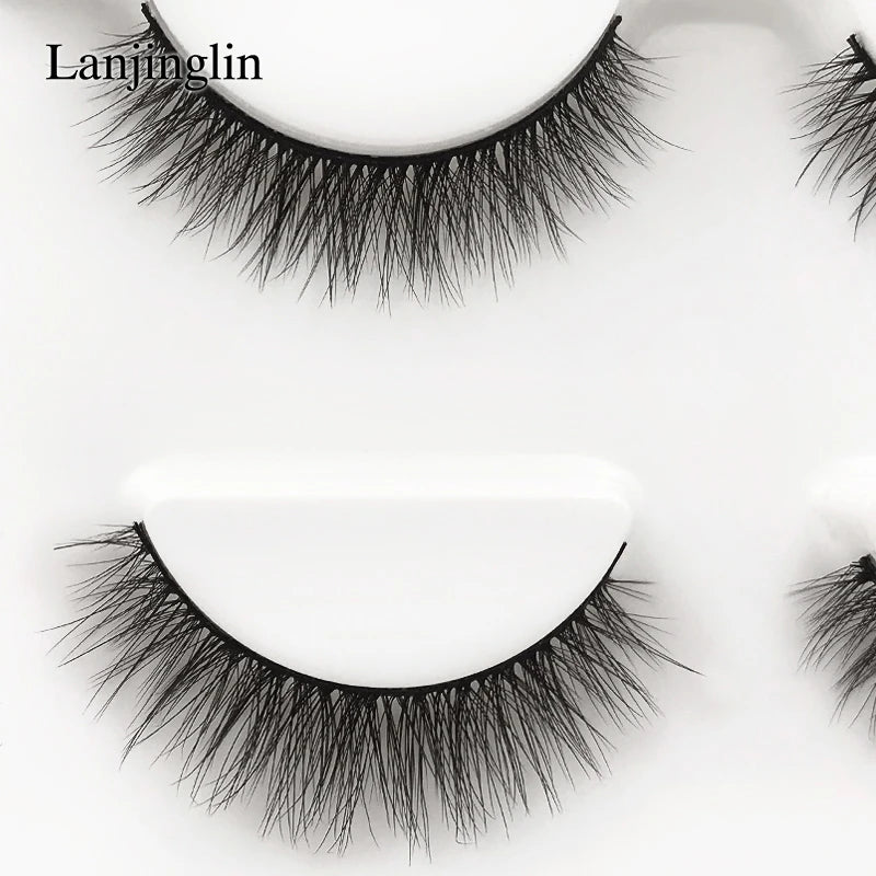 LANJINGLIN 3 pairs 29 styles 3D Faux Mink Hair Soft False Eyelashes Fluffy Wispy Thick Lashes Handmade Lash Eye Makeup Tools X11