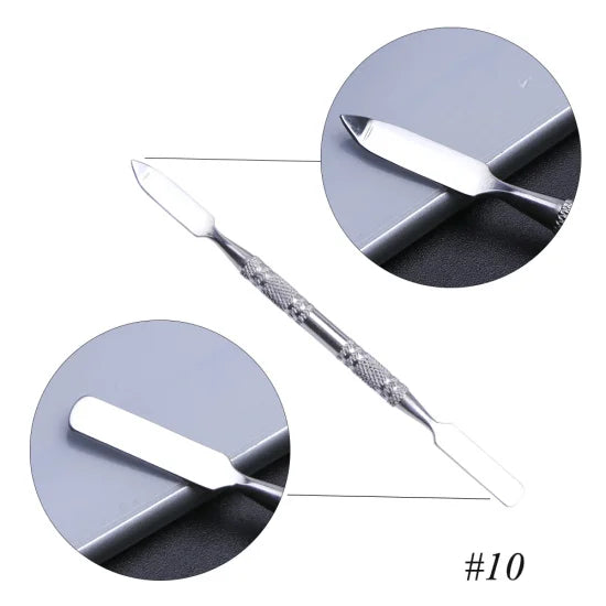 7 Types Stainless Cuticle Pusher Nail Art Stirring Polish Powder Blend Spatulas Tone Rods Manicure Remover Makeup Tools CH809