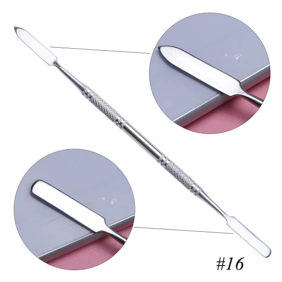 7 Types Stainless Cuticle Pusher Nail Art Stirring Polish Powder Blend Spatulas Tone Rods Manicure Remover Makeup Tools CH809