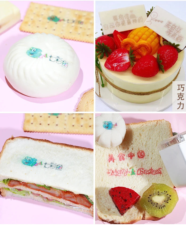 Mini Handheld Food Printer Edible Ink Portable Inkjet Pen Print Custom DIY Bread Coffee Fruit Cookies Coffee Latter Printing