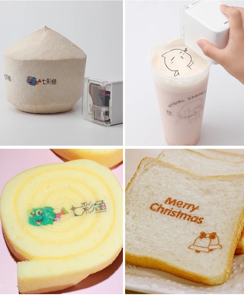 Mini Handheld Food Printer Edible Ink Portable Inkjet Pen Print Custom DIY Bread Coffee Fruit Cookies Coffee Latter Printing