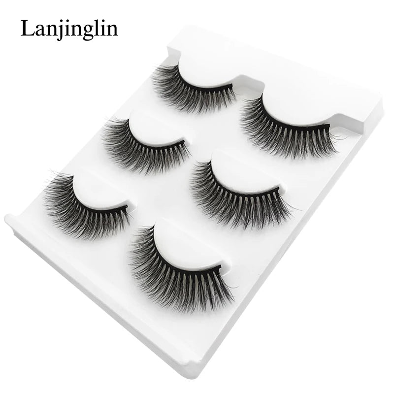 LANJINGLIN 3 pairs 29 styles 3D Faux Mink Hair Soft False Eyelashes Fluffy Wispy Thick Lashes Handmade Lash Eye Makeup Tools X11