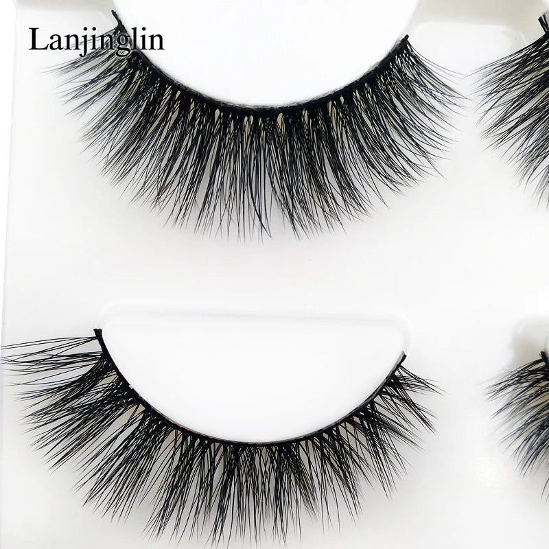 LANJINGLIN 3 pairs 29 styles 3D Faux Mink Hair Soft False Eyelashes Fluffy Wispy Thick Lashes Handmade Lash Eye Makeup Tools X11