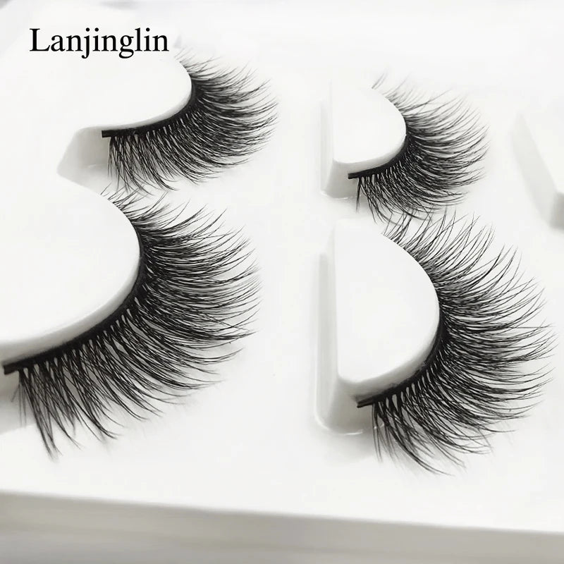 LANJINGLIN 3 pairs 29 styles 3D Faux Mink Hair Soft False Eyelashes Fluffy Wispy Thick Lashes Handmade Lash Eye Makeup Tools X11