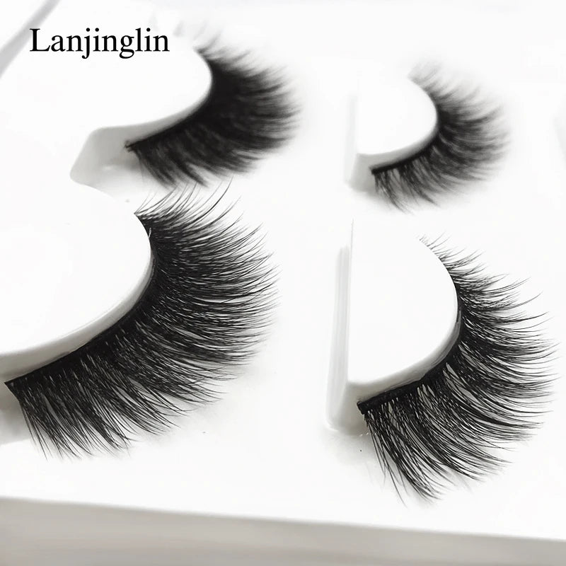 LANJINGLIN 3 pairs 29 styles 3D Faux Mink Hair Soft False Eyelashes Fluffy Wispy Thick Lashes Handmade Lash Eye Makeup Tools X11