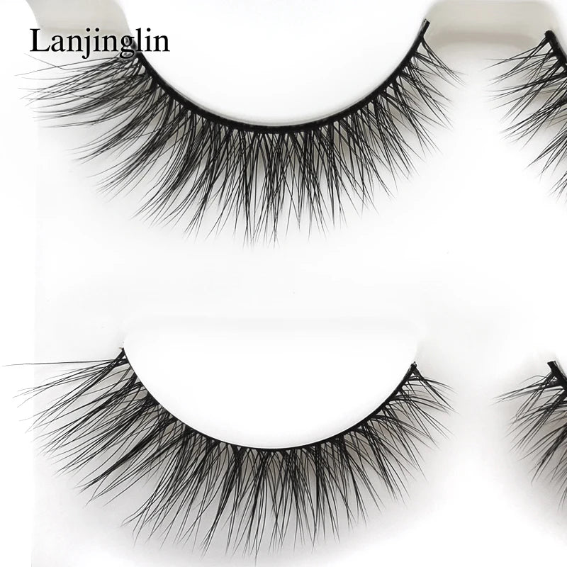 LANJINGLIN 3 pairs 29 styles 3D Faux Mink Hair Soft False Eyelashes Fluffy Wispy Thick Lashes Handmade Lash Eye Makeup Tools X11