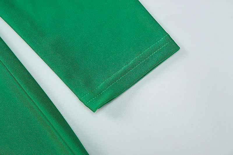 Hawthaw Shoulder Padded Long Sleeve Bodycon Green Party Club Maxi Long Dress 2022 Spring Autumn Women Fashion Elegant Clothes