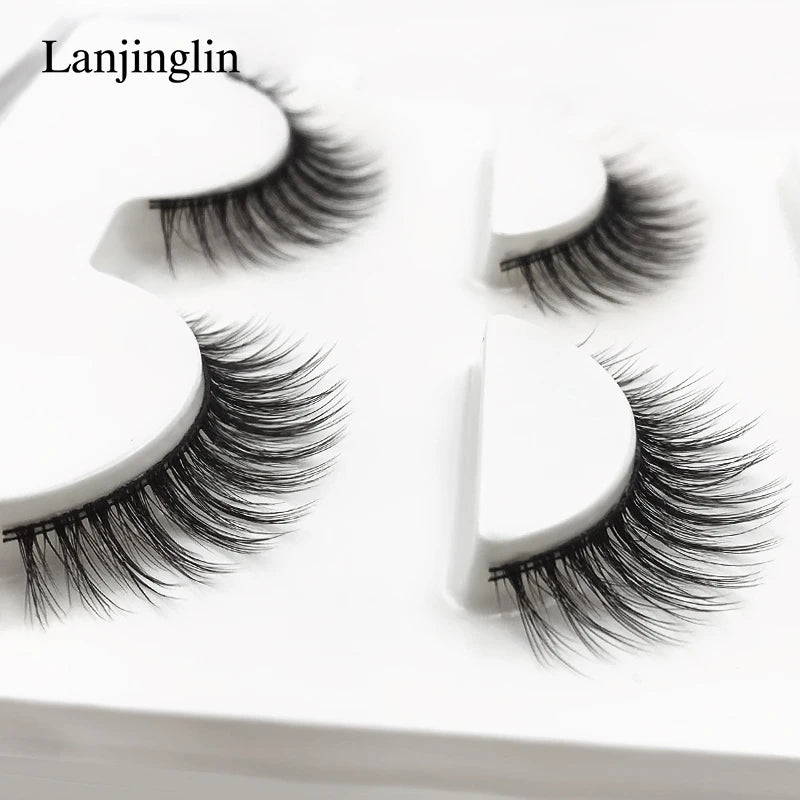 LANJINGLIN 3 pairs 29 styles 3D Faux Mink Hair Soft False Eyelashes Fluffy Wispy Thick Lashes Handmade Lash Eye Makeup Tools X11