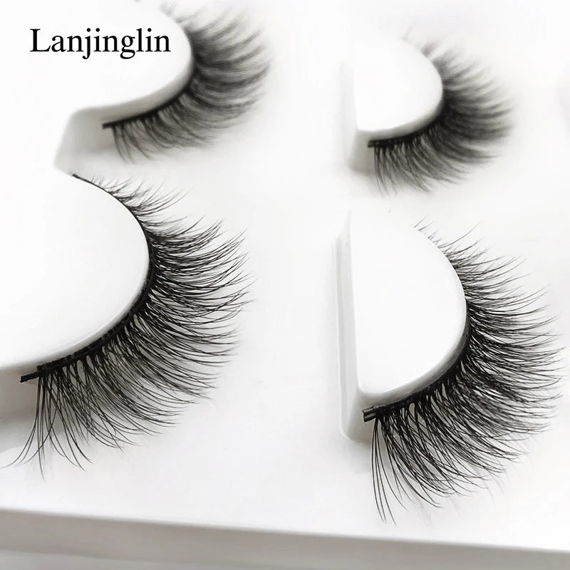 LANJINGLIN 3 pairs 29 styles 3D Faux Mink Hair Soft False Eyelashes Fluffy Wispy Thick Lashes Handmade Lash Eye Makeup Tools X11