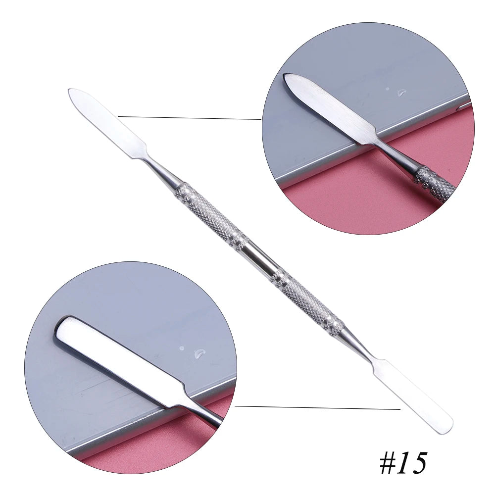 7 Types Stainless Cuticle Pusher Nail Art Stirring Polish Powder Blend Spatulas Tone Rods Manicure Remover Makeup Tools CH809