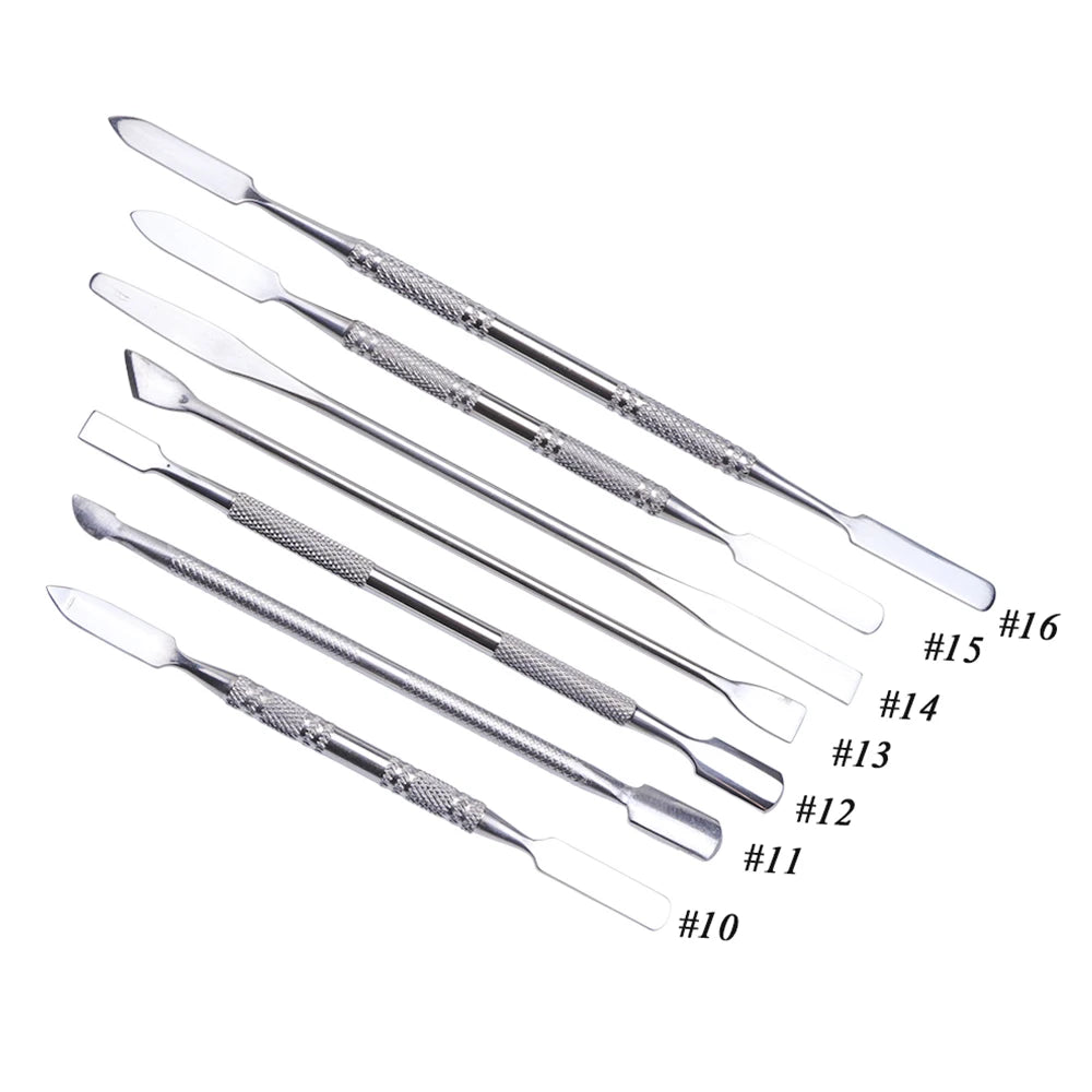 7 Types Stainless Cuticle Pusher Nail Art Stirring Polish Powder Blend Spatulas Tone Rods Manicure Remover Makeup Tools CH809