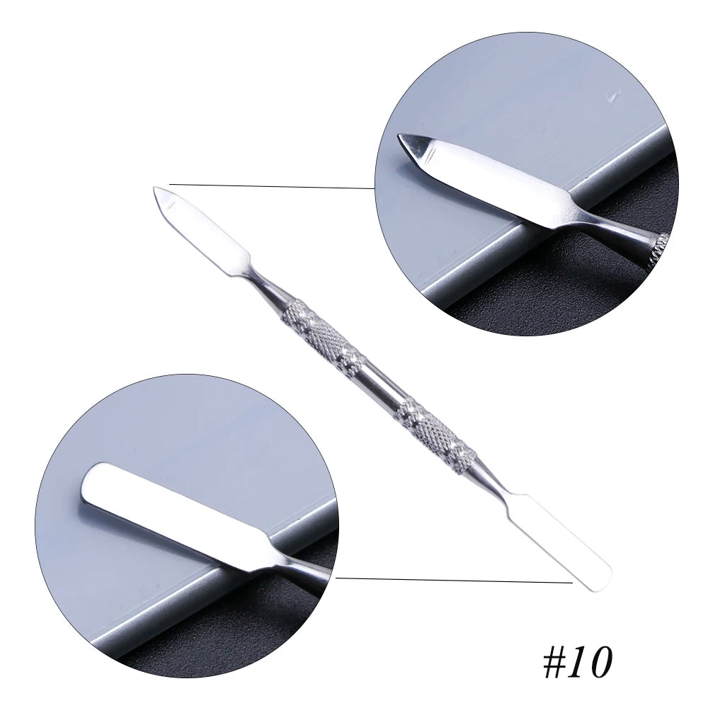 7 Types Stainless Cuticle Pusher Nail Art Stirring Polish Powder Blend Spatulas Tone Rods Manicure Remover Makeup Tools CH809