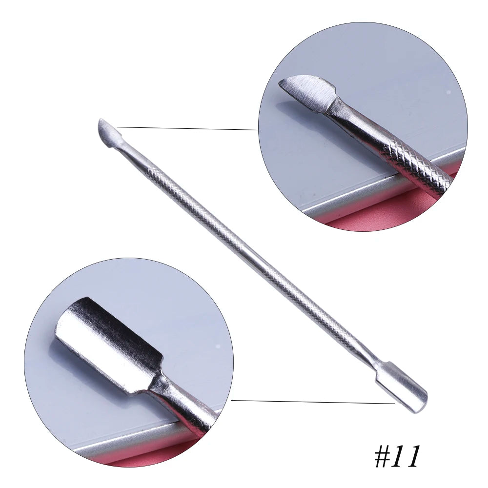 7 Types Stainless Cuticle Pusher Nail Art Stirring Polish Powder Blend Spatulas Tone Rods Manicure Remover Makeup Tools CH809