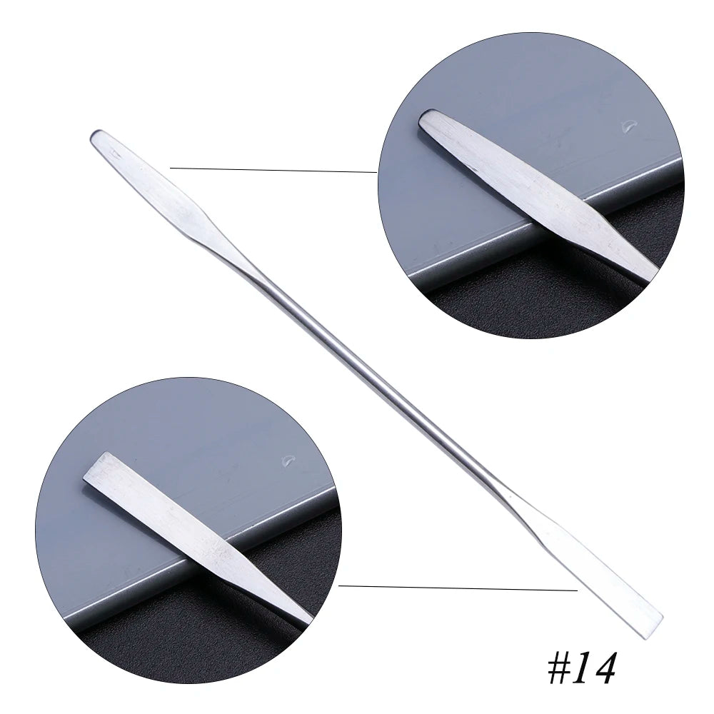 7 Types Stainless Cuticle Pusher Nail Art Stirring Polish Powder Blend Spatulas Tone Rods Manicure Remover Makeup Tools CH809
