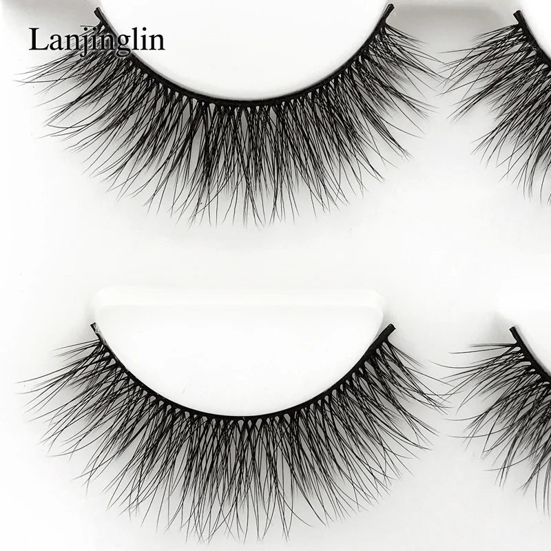 LANJINGLIN 3 pairs 29 styles 3D Faux Mink Hair Soft False Eyelashes Fluffy Wispy Thick Lashes Handmade Lash Eye Makeup Tools X11