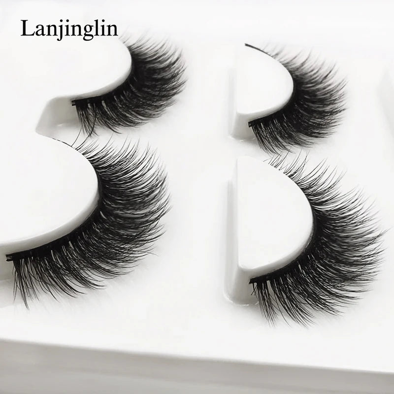 LANJINGLIN 3 pairs 29 styles 3D Faux Mink Hair Soft False Eyelashes Fluffy Wispy Thick Lashes Handmade Lash Eye Makeup Tools X11