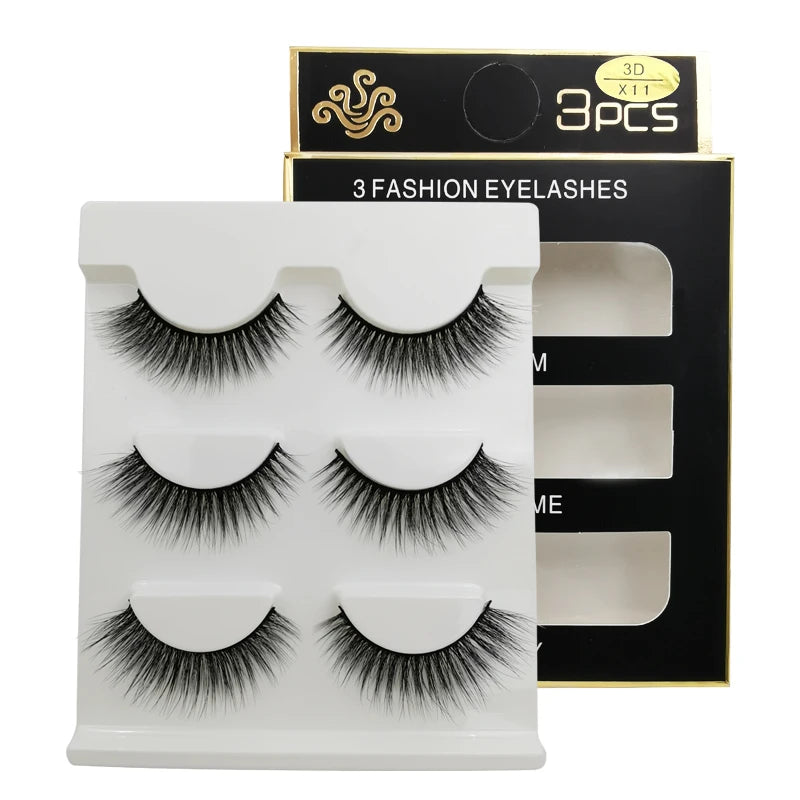 LANJINGLIN 3 pairs 29 styles 3D Faux Mink Hair Soft False Eyelashes Fluffy Wispy Thick Lashes Handmade Lash Eye Makeup Tools X11